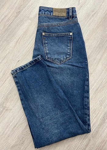 Kadın Lacivert Denim Pantolon Oxxo Mom Jean - Görsel 4