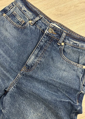 Kadın Lacivert Denim Pantolon Oxxo Mom Jean - Görsel 3