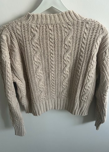 Bej Örgü V Yaka Salaş Kadın Hırka Bershka - Görsel 2