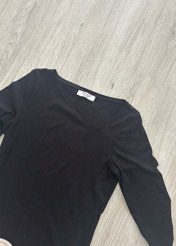 Siyah Yandan VYaka Uzun Kollu  Bluz Oxxo - Görsel 2