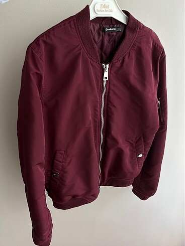 Stradivarius marka bomber ceket bordo