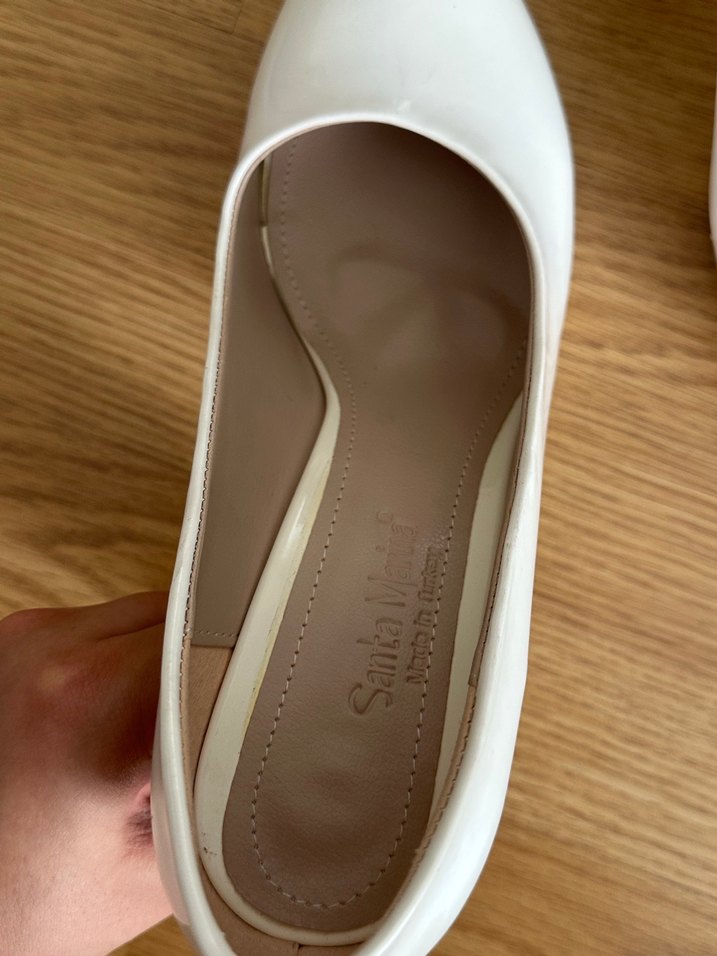 Beyaz Rugan Stiletto Kadın Ayakkabı - Görsel 3