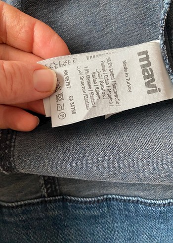 Düğmeli Mavi Kadın Denim Ceket - Görsel 4