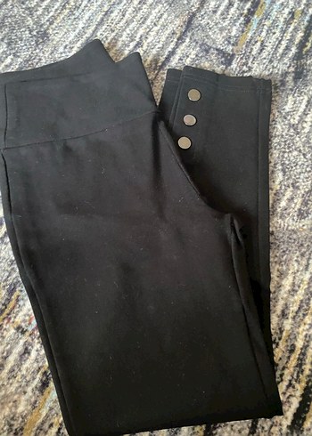 Düğmeli Siyah Kadın taytı - Görsel 3