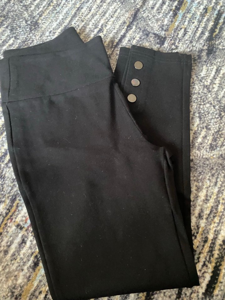 Düğmeli Siyah Kadın taytı - Görsel 3