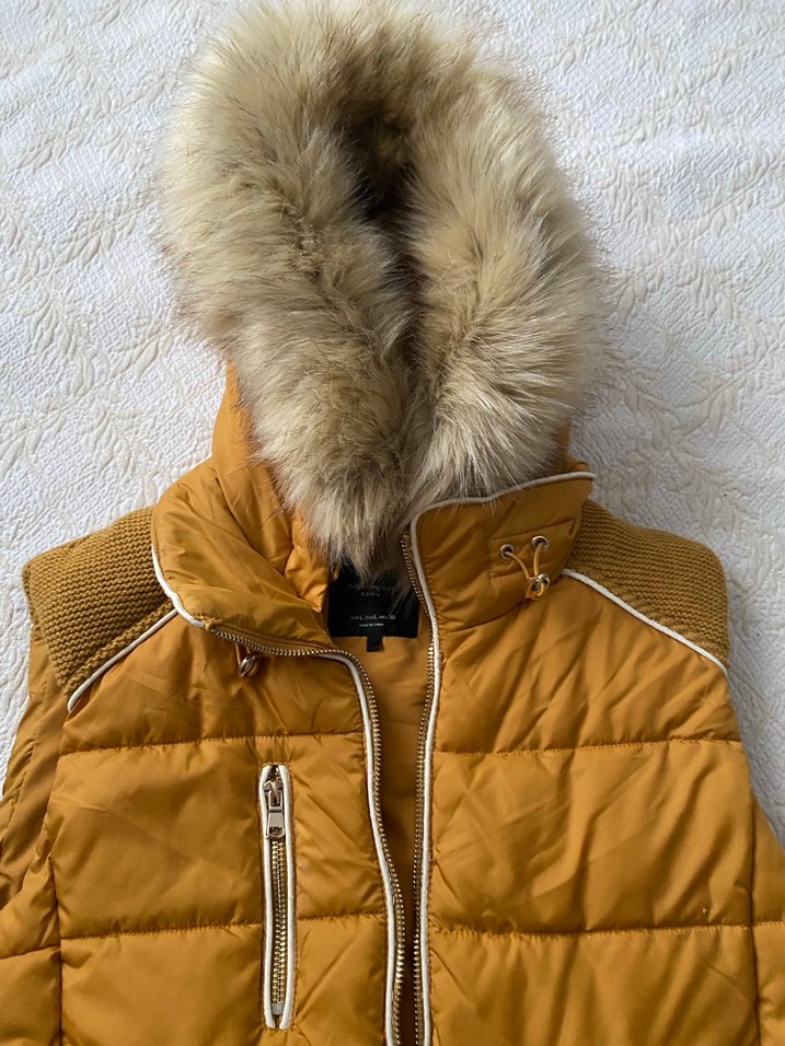 Sarı Kürklü Kadın Yelek - Görsel 3