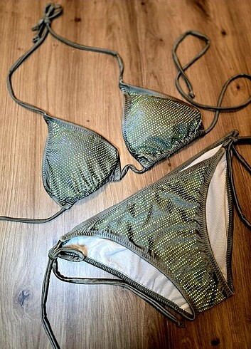 l Beden haki Renk Full taşli bikini takim