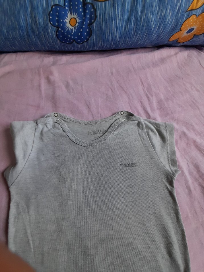 Gri Kısa Kollu Bebek Body - Görsel 3