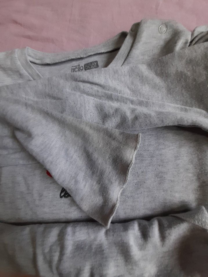 Kız Bebek Gri Uzun Kollu Baskılı Body - Görsel 4