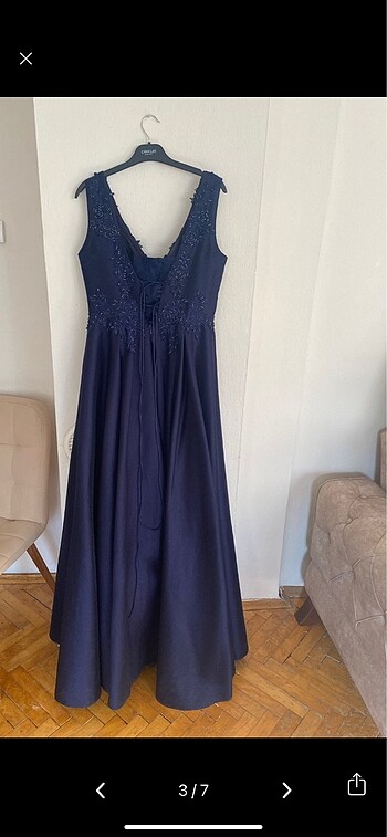 Lacivert bocuklu işlemeli nişanlık - Görsel 7