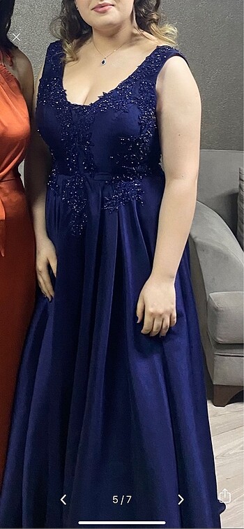 Lacivert bocuklu işlemeli nişanlık - Görsel 8