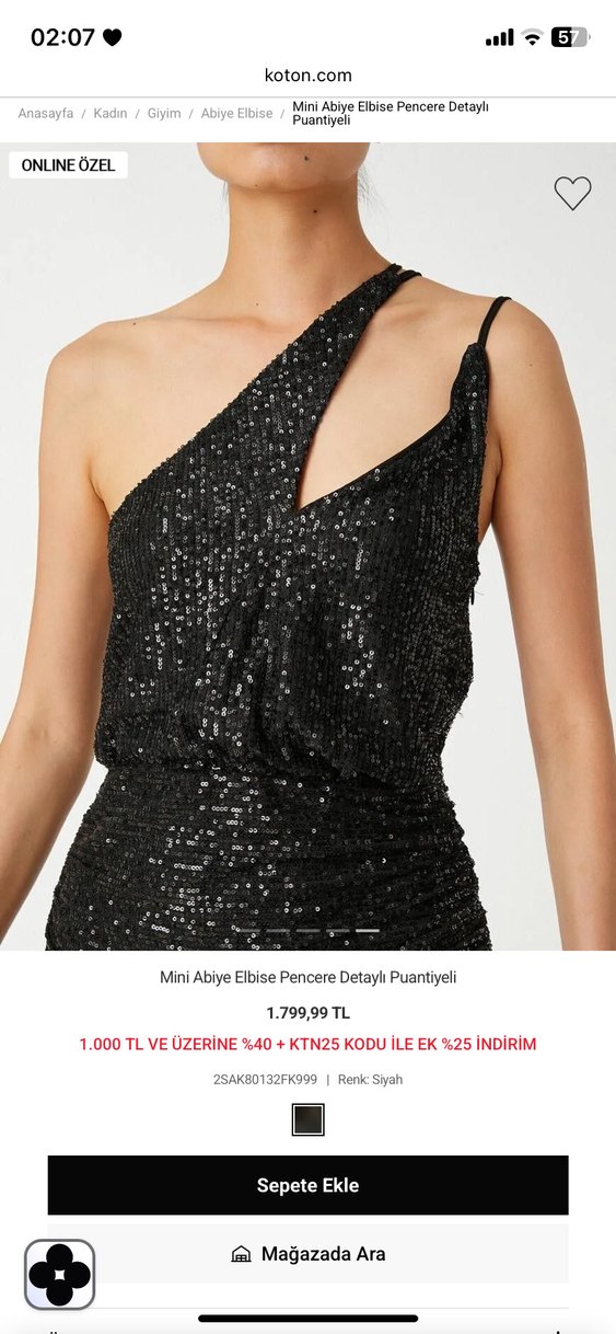 Parlak Siyah Mini Abiye Elbise - Görsel 5