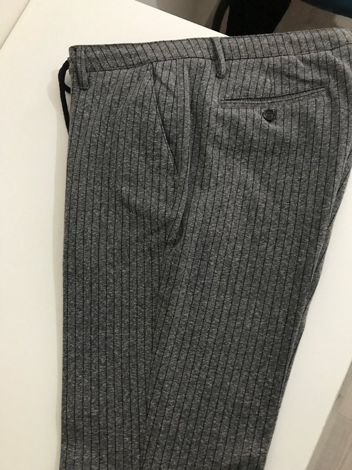 Çizgili Gri Jogger Pantolon - Görsel 3