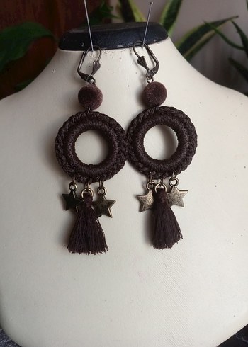 Beden kahverengi Renk #küpe#earing#tasarım#