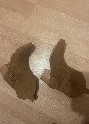 Zara Kovboy Taba Kahverengi Suet Tokali Kadin Bot