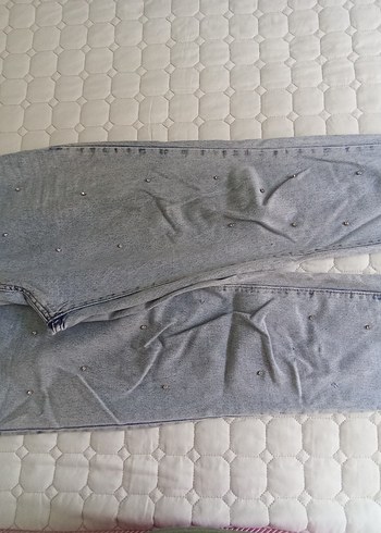 Düğmeli Gri Kadın Denim Pantolon