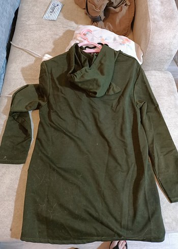 s Beden gri Renk Kapüşonlu, uzun kollu, baskılı kadın sweatshirt