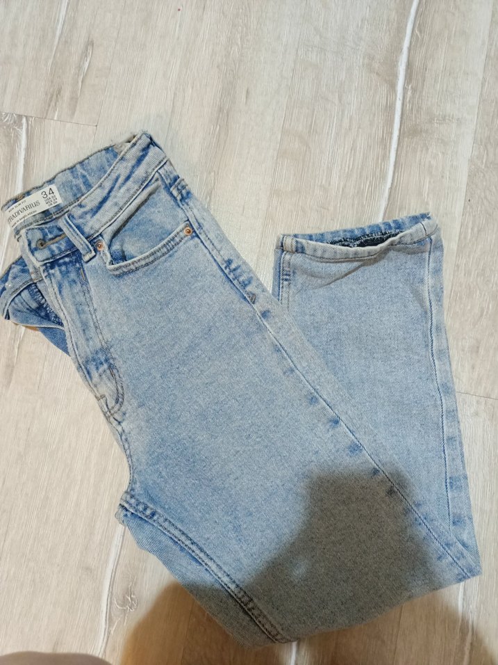 Düğmeli Mavi Kot Pantolon - Görsel 3