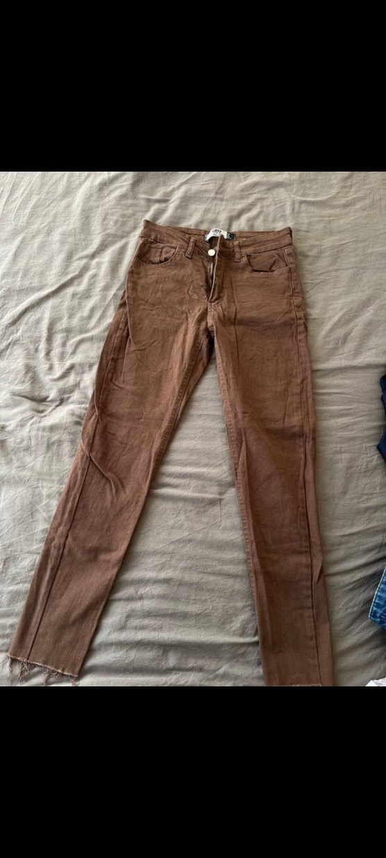 Kahverengi Regular Fit Keten Kadın Pantolon - Görsel 2