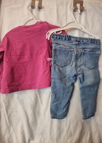 H&M Uzun Kollu Pembe Bebek Kız Takımı 9-12 Ay
