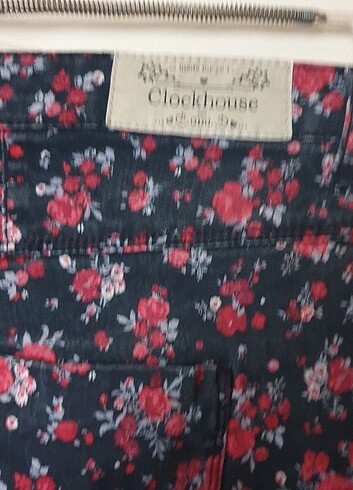 42 Beden çeşitli Renk Cicekli esnek Skinny Jean 42 clockhouse