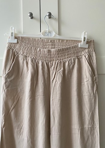 DeFacto Bej Kadın Keten Rahat Kesim Pantolon - Görsel 3