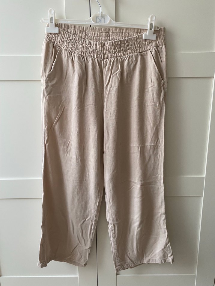 DeFacto Bej Kadın Keten Rahat Kesim Pantolon - Görsel 4