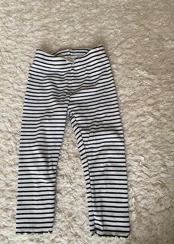 Kız Çocuk Çizgili Pamuklu Tayt - Görsel 3