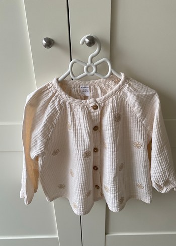 Kız Çocuk Bej müslin Nakışlı Gömlek - Görsel 3