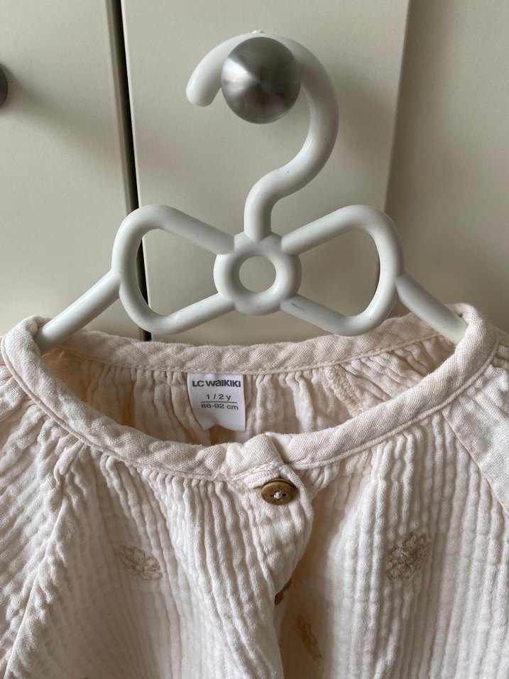 Kız Çocuk Bej müslin Nakışlı Gömlek - Görsel 2