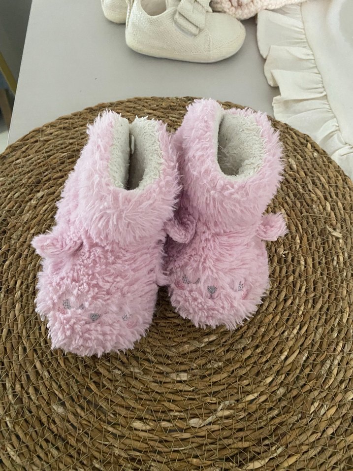 Kız Bebek Pembe Peluş Ev Terliği - Görsel 3