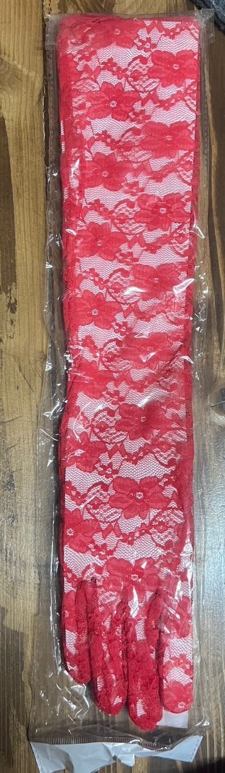 Kırmızı Dantel Kadın Eldiven - Görsel 4