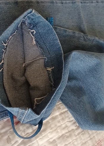 xxl Beden mavi Renk Kadın Mavi Bol Kesim Midi Boy Kot Pantolon