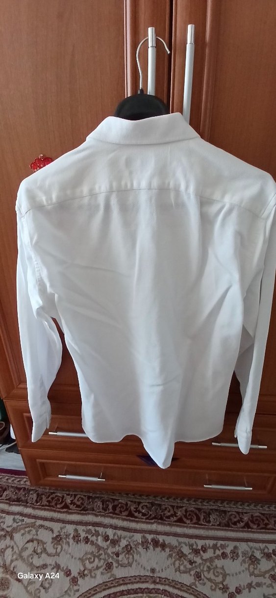 Beyaz Pamuklu Uzun Kollu Erkek Gömlek - Görsel 2