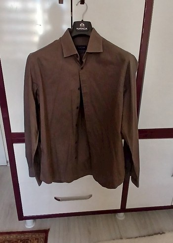 Düğmeli gri Uzun Kollu Erkek Gömlek - Görsel 2