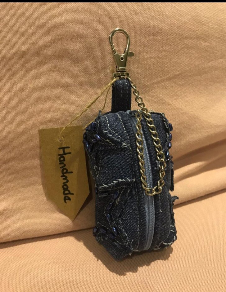 Zincir Detaylı Koyu Mavi Biker Anahtarlık - Görsel 2