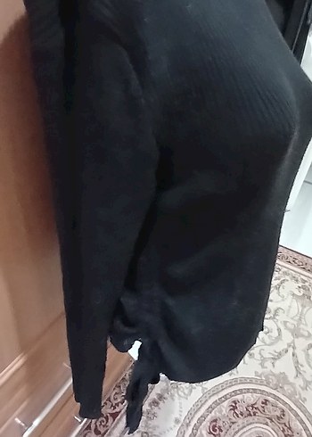 Siyah Kadın Triko Kazak, Yuvarlak Yaka, Uzun Kollu - Görsel 2