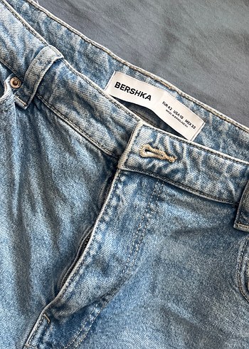 Bershka Mavi Baskılı Bol Kesim Kot Pantolon