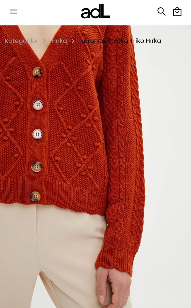 Turuncu V Yaka Örgü Hırka adL - Görsel 2