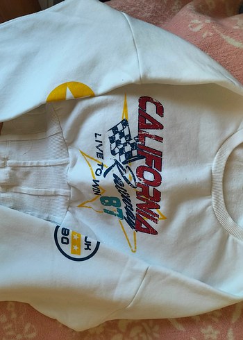 Beyaz Baskılı Kadın Sweatshirt