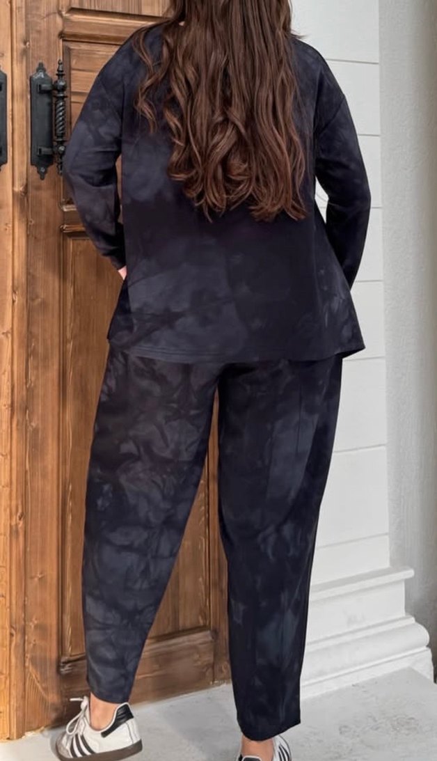 Siyah Batik Desenli Salaş Kadın Eşofman Takımı - Görsel 4