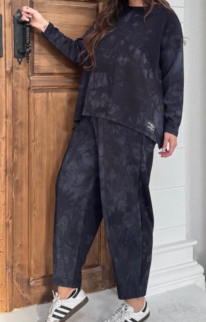 Siyah Batik Desenli Salaş Kadın Eşofman Takımı - Görsel 3