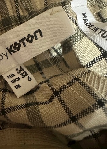 Koton Bej Ekose Desenli Şort Etek