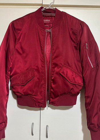 Pull&Bear Kırmızı Parlak Kadın Bomber Ceket