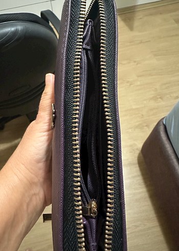  Beden mor Renk Stradivarius Yusufçuk Detaylı Mor Fermuarlı Cüzdan