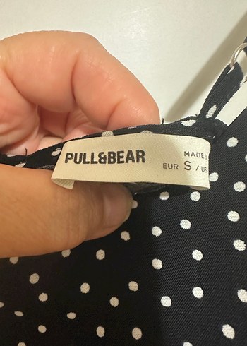 Pull and Bear Pull&Bear Siyah Puantiyeli Askılı Uzun Elbise