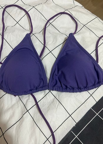 Mor Boyundan İpli Üçgen Bikini Üstü