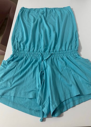 PENTİ Turkuaz Straplez Penye Tulum - Görsel 2