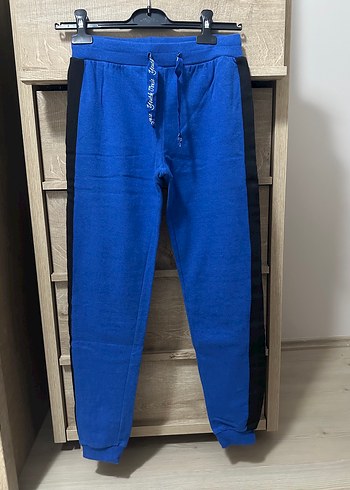 Yanları Siyah Şeritli Mavi Jogger Eşofman Alt - Görsel 2