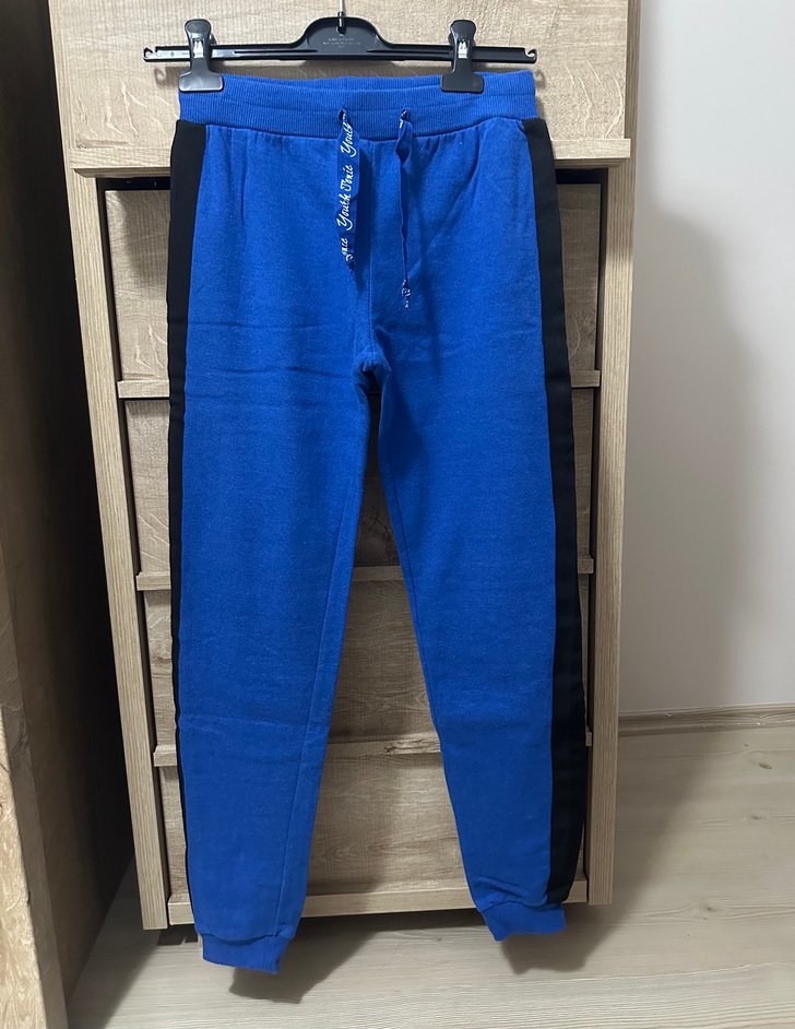 Yanları Siyah Şeritli Mavi Jogger Eşofman Alt - Görsel 2